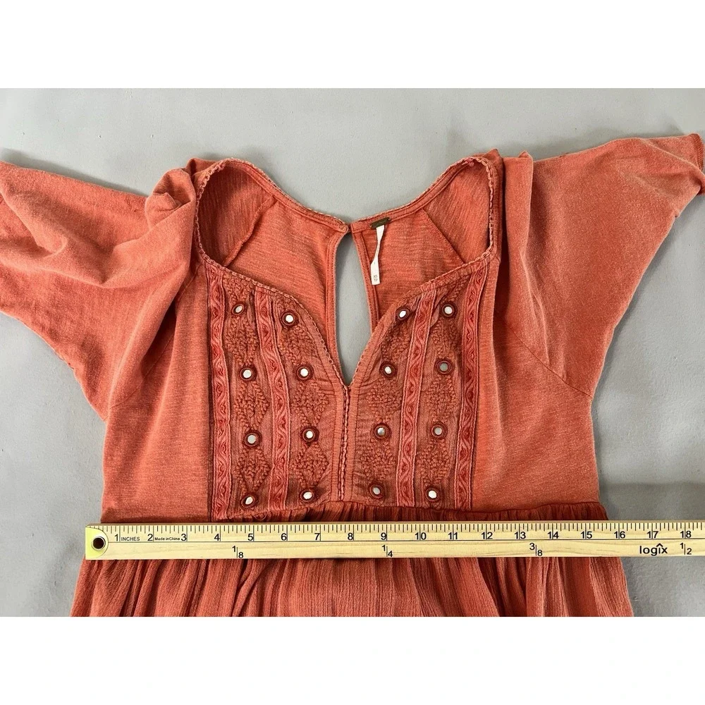 Free People Women's Embroidered Boho Dress Size XS 100%‎ Soft Indian Cotton